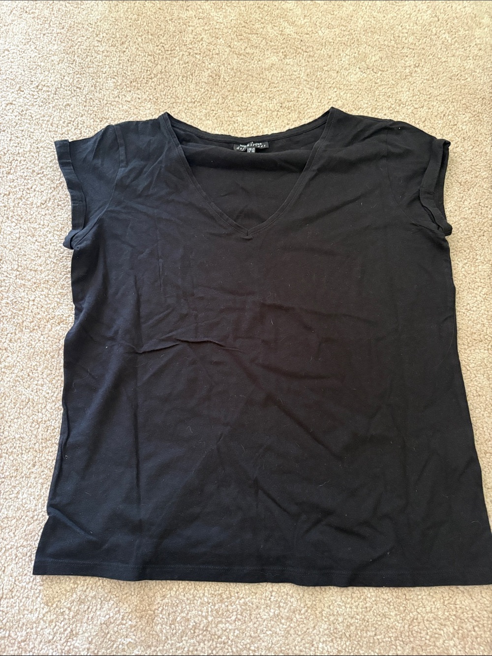 Warehouse Black V-Neck Short Sleeve Tee